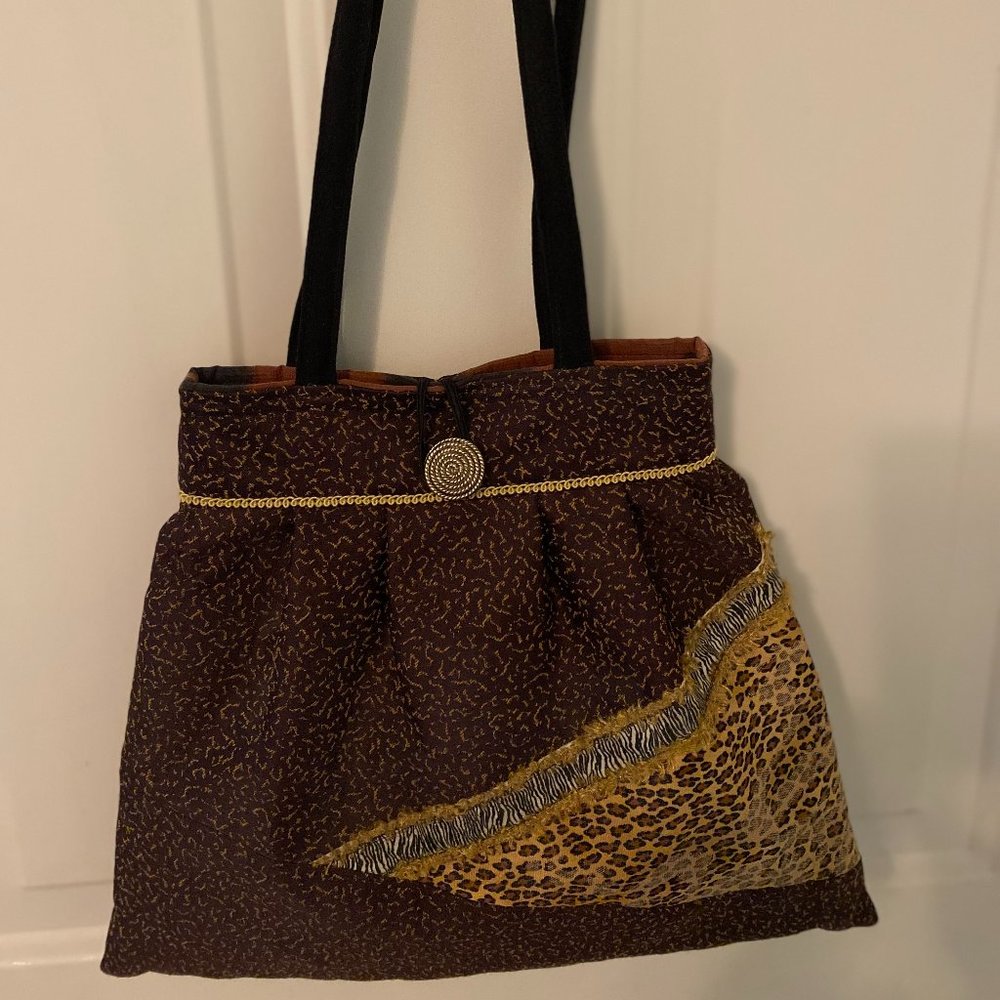 RARE Potuschka Boho Fabric Animal Print Pieced Purse - One of a Kind